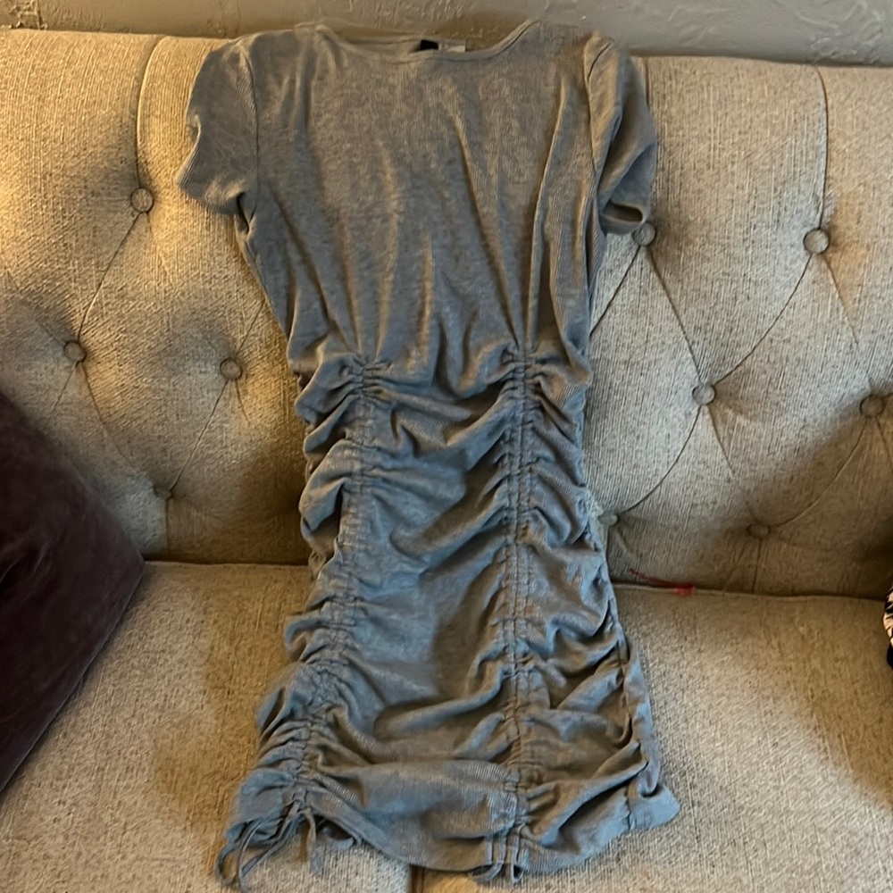 Gray knit rouched dress from h&m